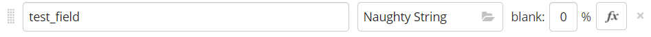 La imagen muestra el nuevo campo que creamos, con el nombre test_field y del tipo Naughty String
