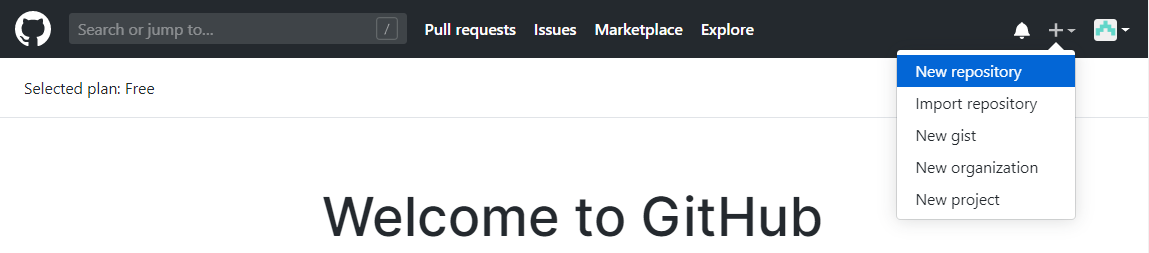 Barra de navegación de GitHub. De izquierda a derecha: el ícono de GitHub que lleva al inicio, una barra de búsqueda, los tabs \