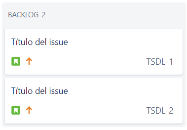 La imagen muestra la incidencia creada en el Backlog de un proyecto Kanban