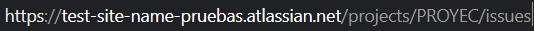 Esta imagen contiene una dirección URL en el dominio de atlassian, donde el subdominio corresponde al nombre asignado durante la creación de la cuenta.